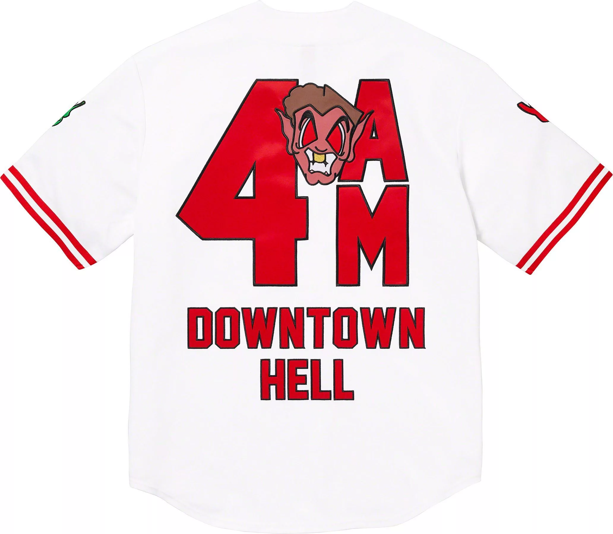 Mitchell & Ness Jerseys Mitchell & Ness × Supreme Supreme x Mitchell & Ness Downtown Hell Baseball Jersey White