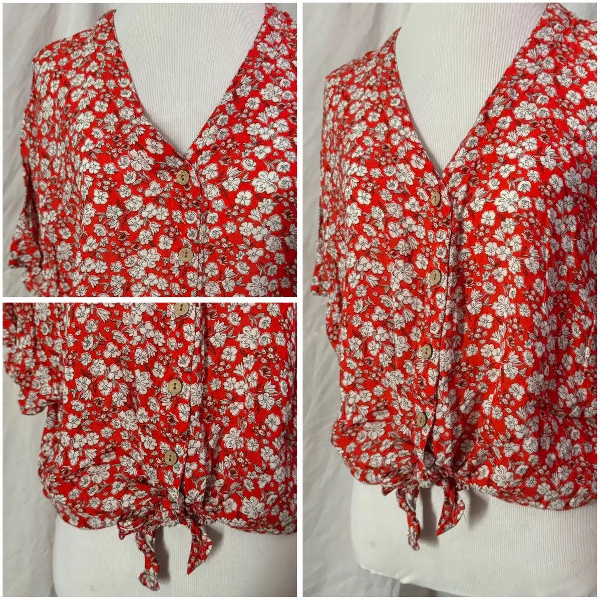 Other Blouses Other Cynthia Rowley, Poppy, Floral, Button Down Blouse Red