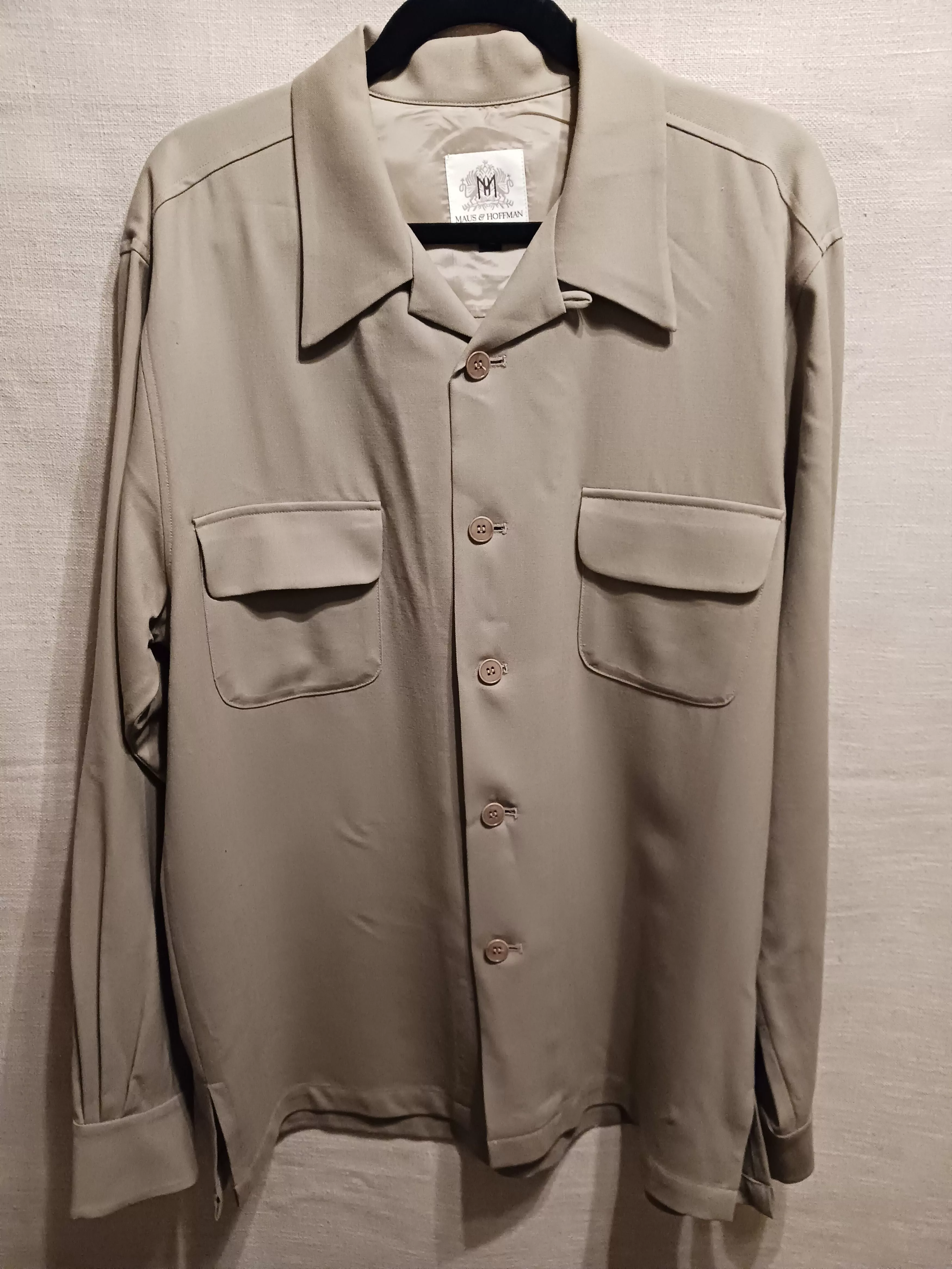 Maus & Hoffman Shirts Button Ups Maus & Hoffman Vintage Retro Style 100% Wool Long Sleeve Shirt Beige
