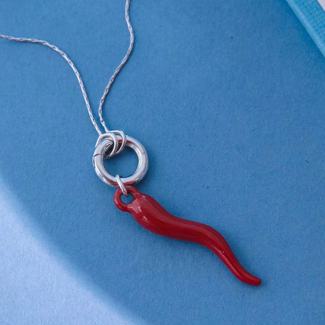Red Italian Horn Expandable Necklace