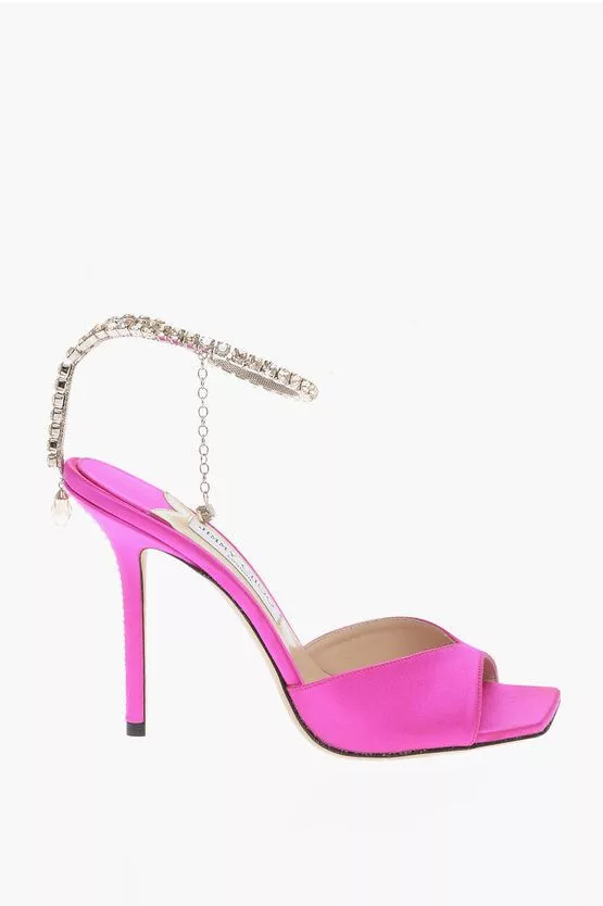 Jimmy Choo Heels Jimmy Choo og1mm0624 Satin Strap Sandals Heel in Fuchsia White