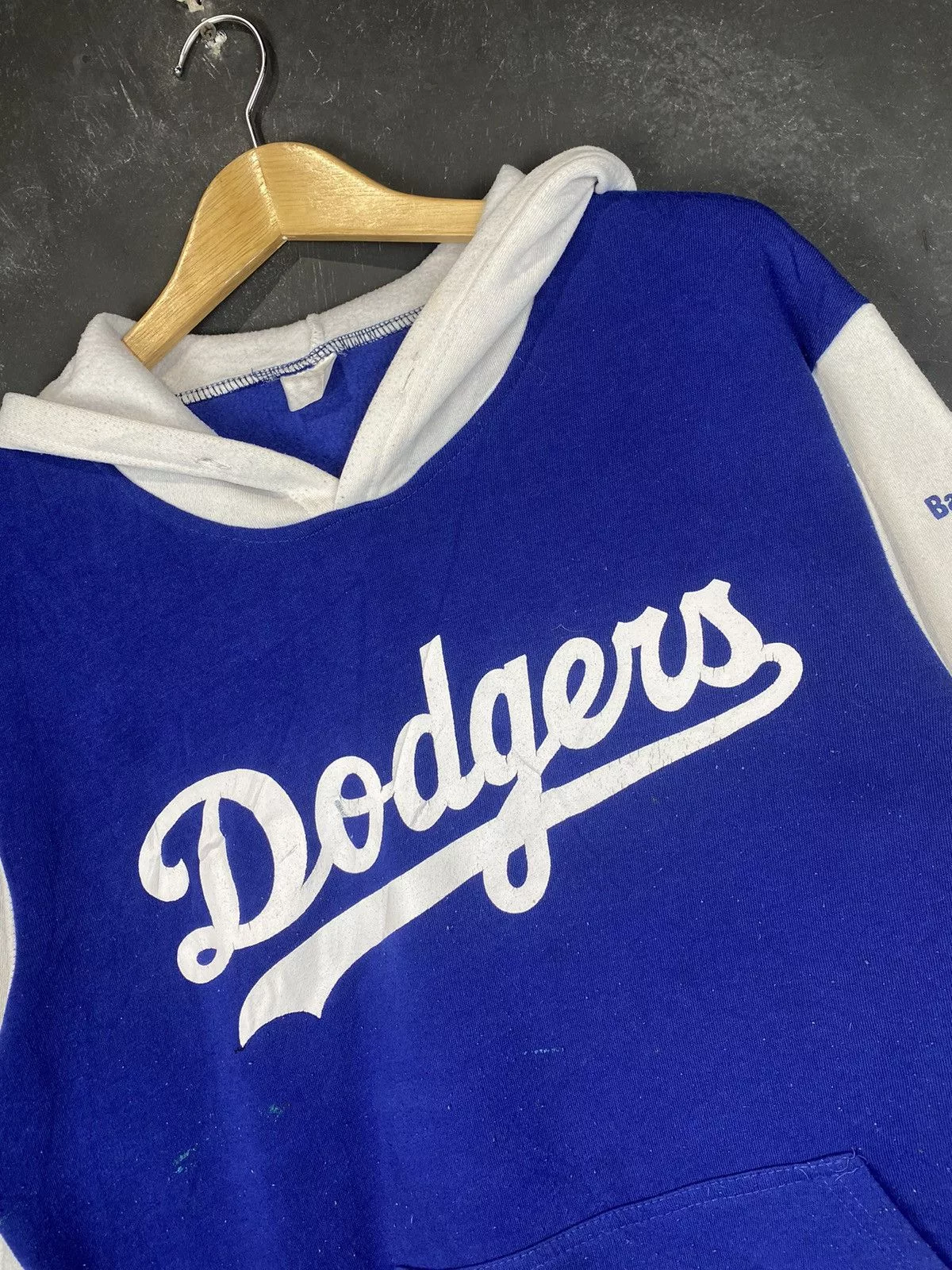 MLB Sweatshirts Hoodies MLB × Vintage 90s MLB Dodgers Thrashed Pullover Hoodie Blue