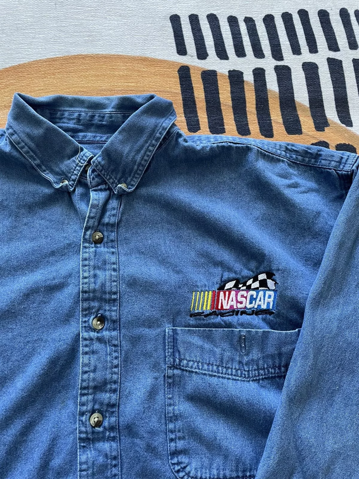 NASCAR Shirts Button Ups NASCAR × Vintage Vintage the Game Nascar Racing Jean Button Up Blue