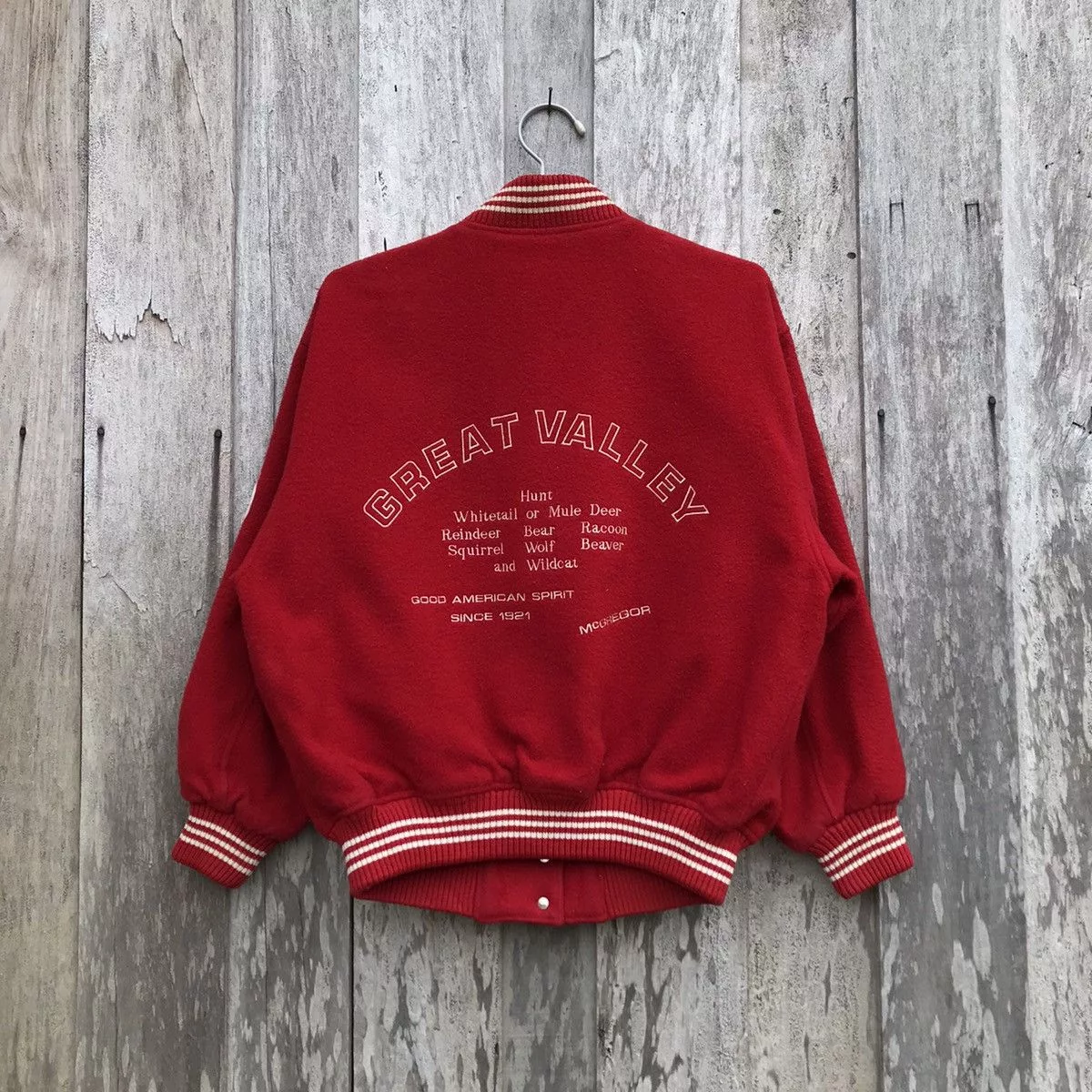 McGregor Bombers McGregor × Vintage Vintage McGregor Great Valley Spell Out Varsity Jacket Red
