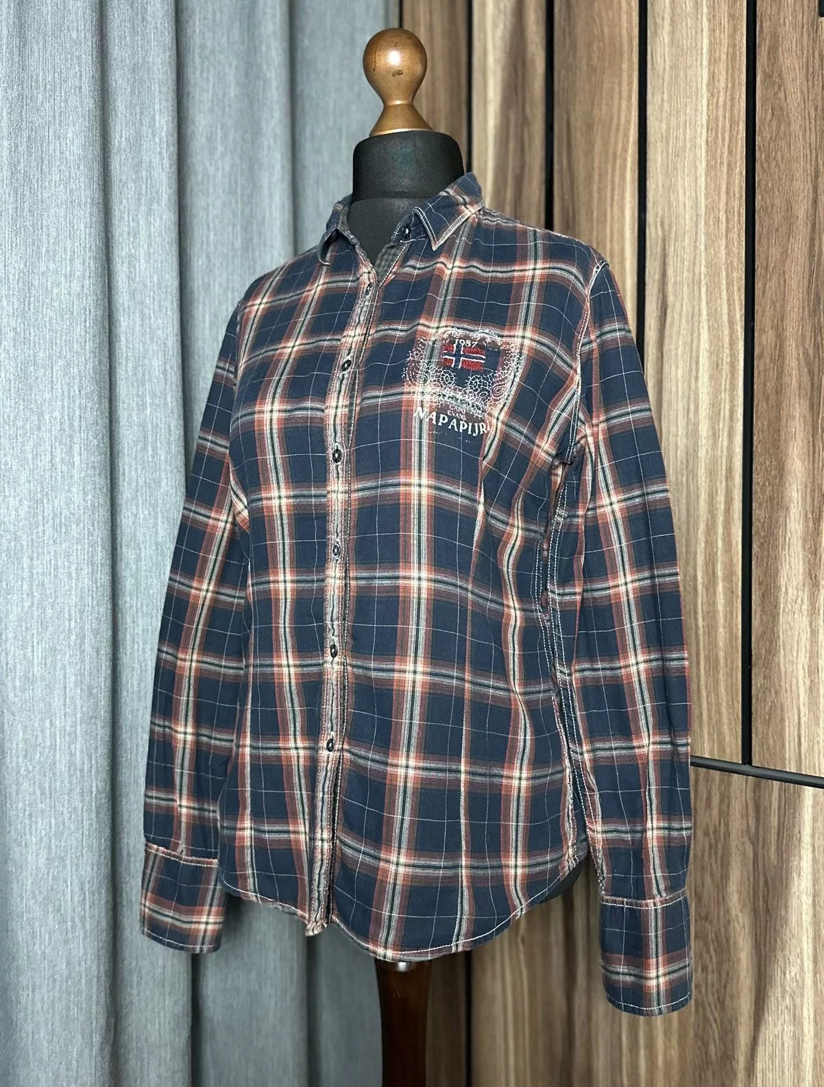 Napapijri Button Ups Napapijri Logo Check Shirt Long Sleeve Women's Size L Multi Luxury