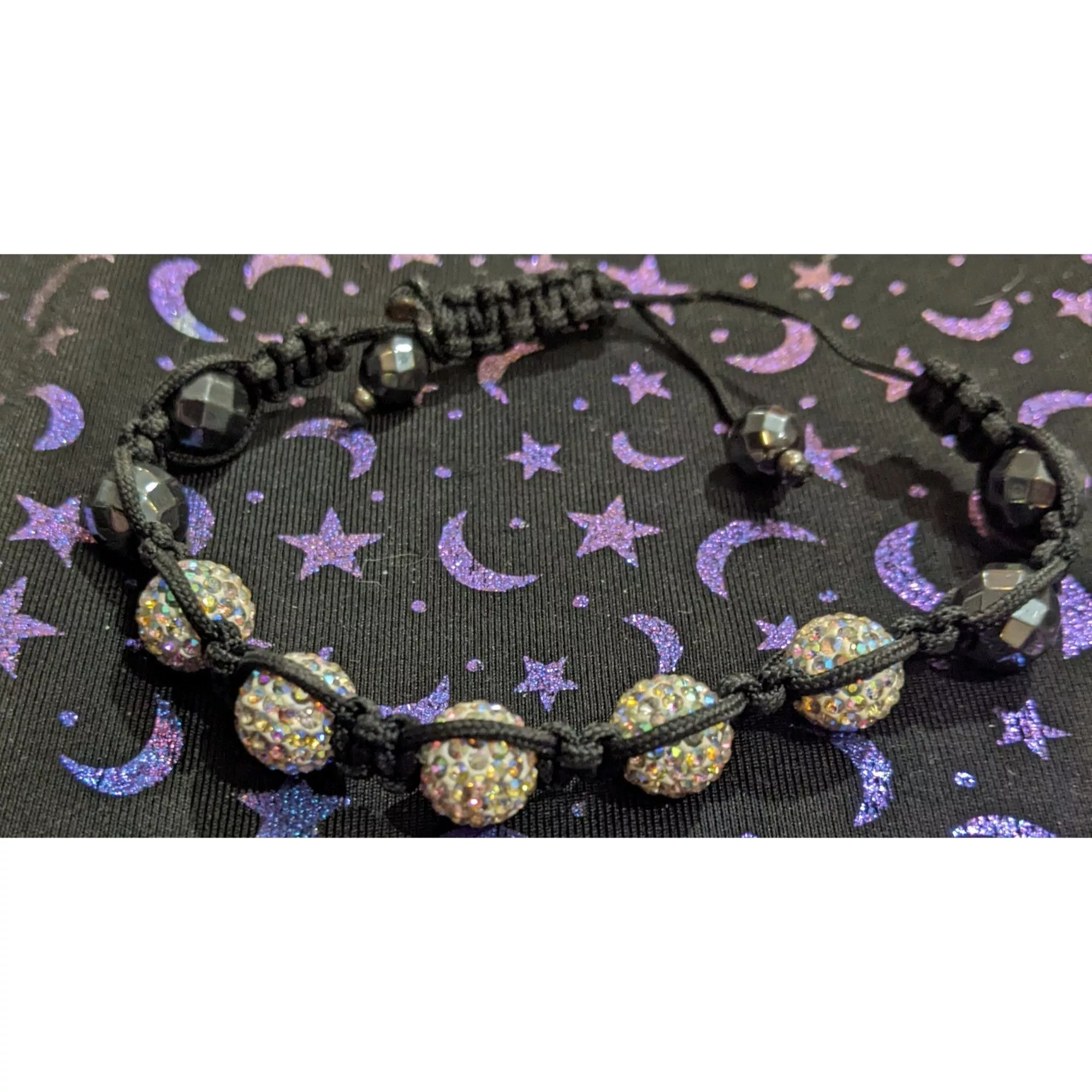 Other Bracelets Other Black Aurora Borealis Beaded Shambala Bracelet