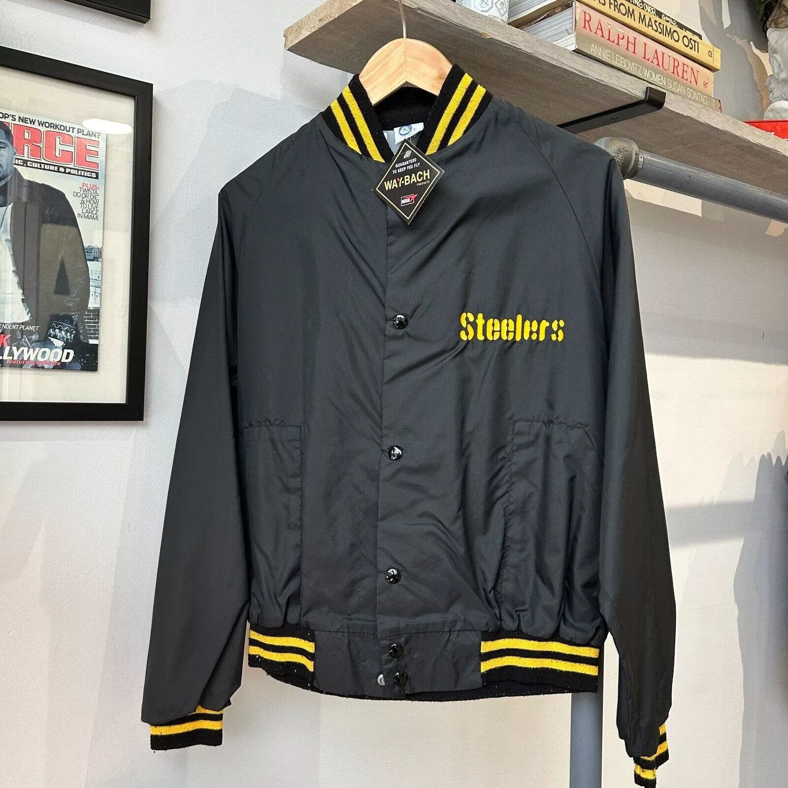 NFL Light Jackets VINTAGE 90s | Pittsburgh Steelers NFL Button Snap Jacket M Black