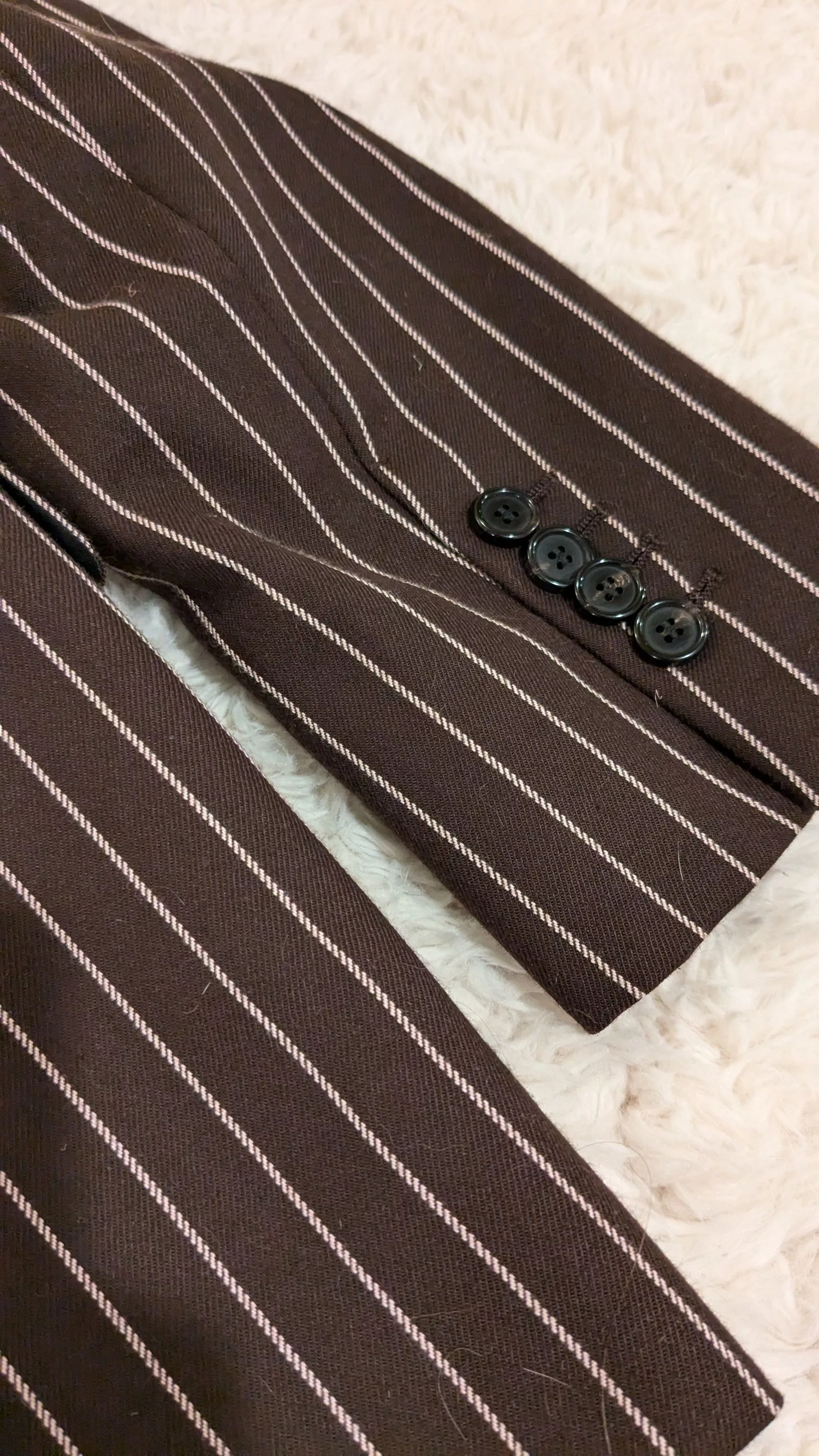 Acne Studios Suits Acne Studios Brown and Pink Pinstripe Suit Jacket