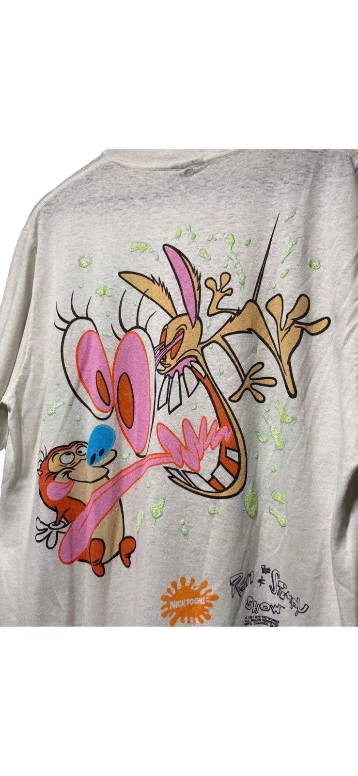 Changes Short Sleeve T Shirts Changes × Nickelodeon × Vintage Vintage 1991 Ren & Stimpy Nickelodeon T Shirt Size XL White