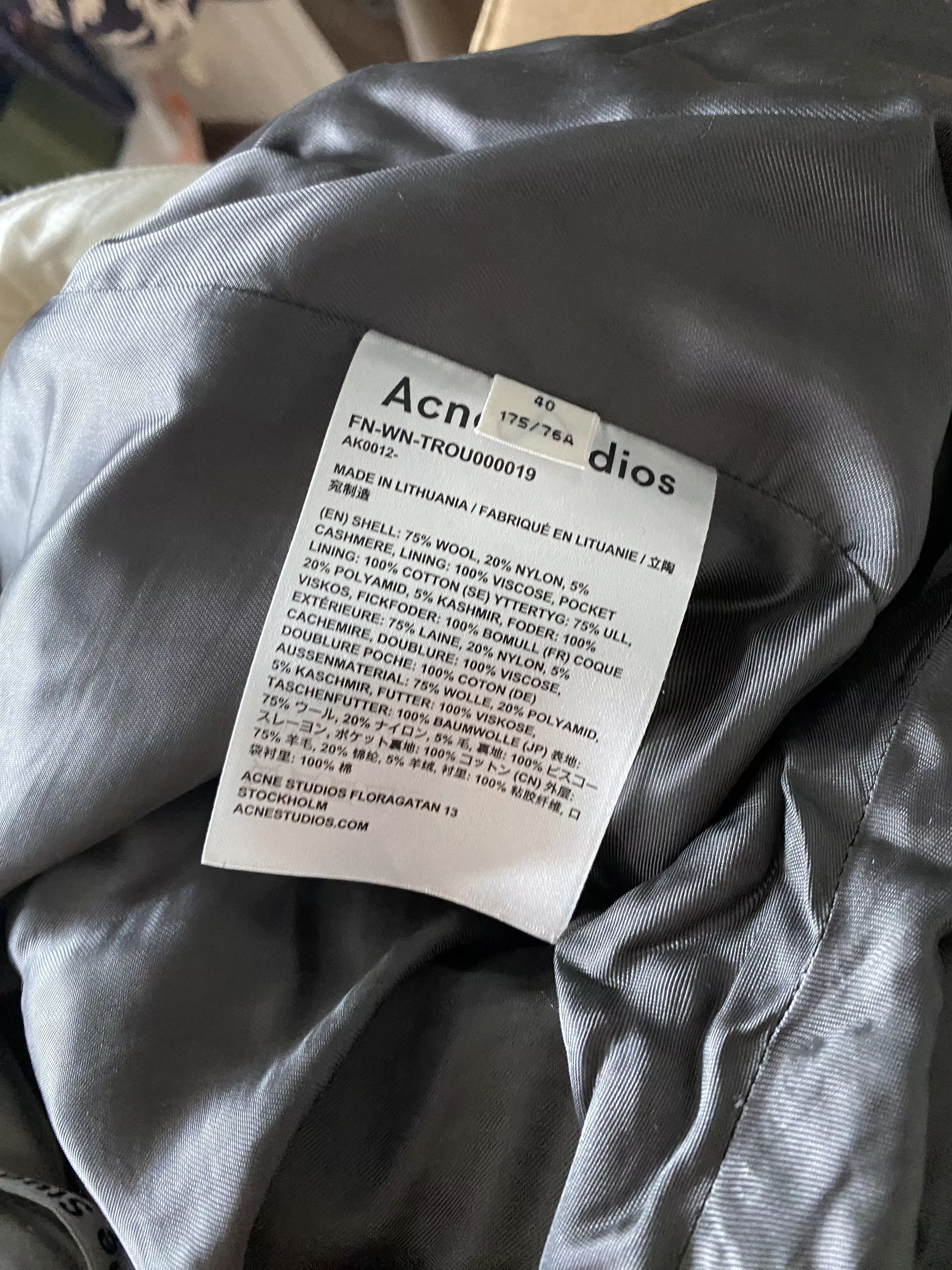 Acne Studios Casual Pants Acne Studios Wool Gray Trouser Cropped