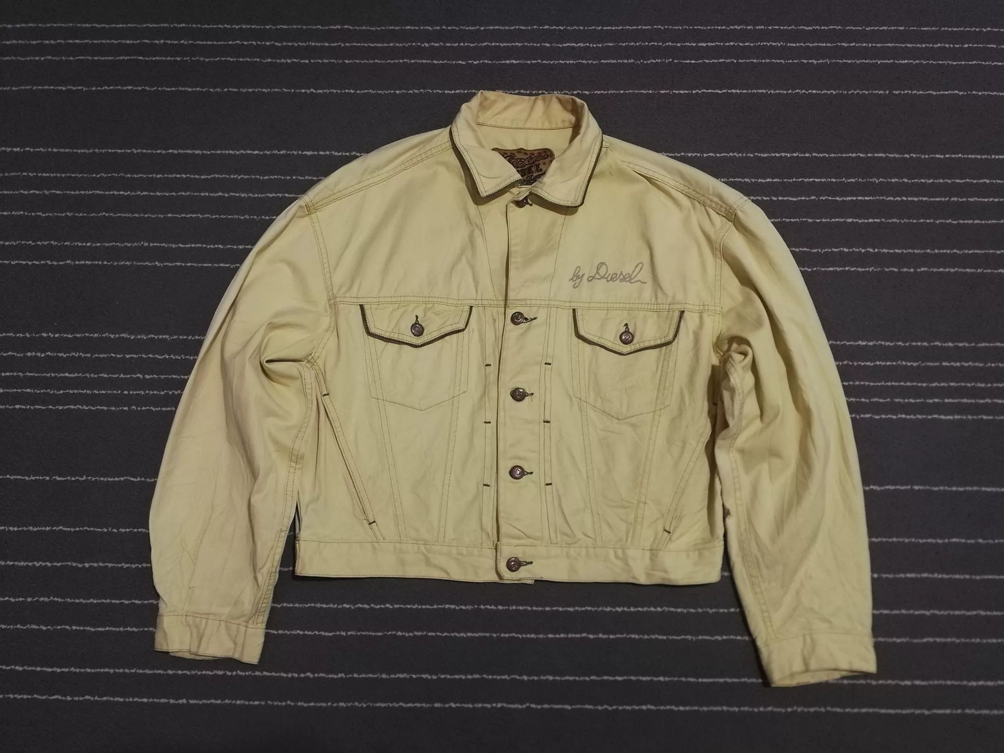 Designer Denim Jackets Designer × Diesel Diesel italy made solf yellow denim jacket M Vintage