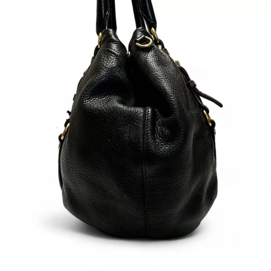 Prada Handle Bags Prada - Black Leather Brown Handbag Shoulder Bag