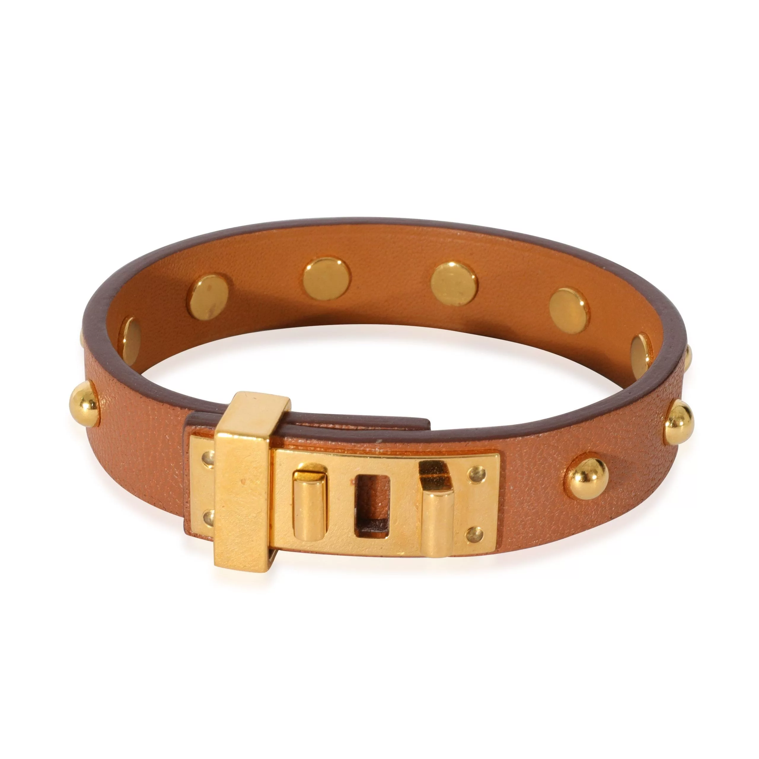 Hermes Rings Hermes Hermès Mini Dog Clous Rounds Gold Plated Bracelet Yellow