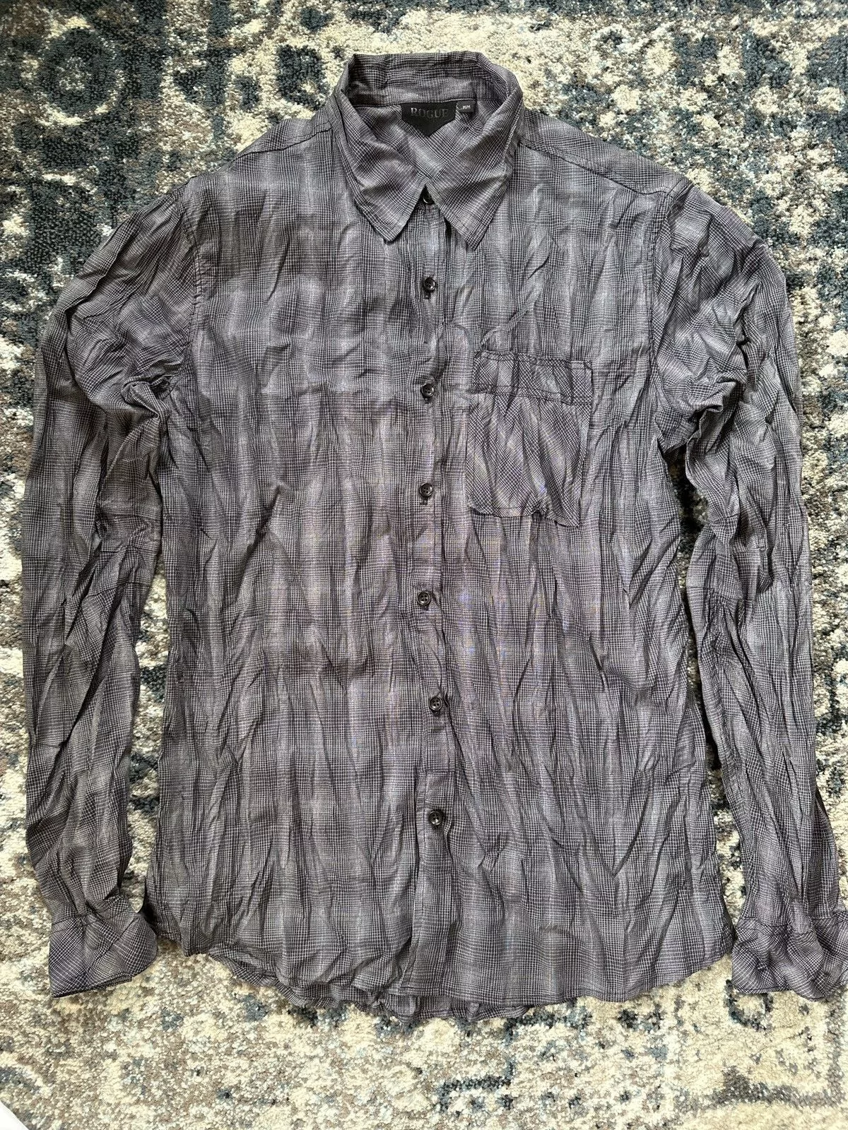 Rogue Shirts Button Ups Rogue Grey / Black Patterned Long-Sleeve Button-down Medium Gray