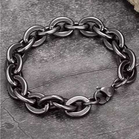 Jewelry Jewelry Watches Jewelry Oval Shape Chain Bracelet Black