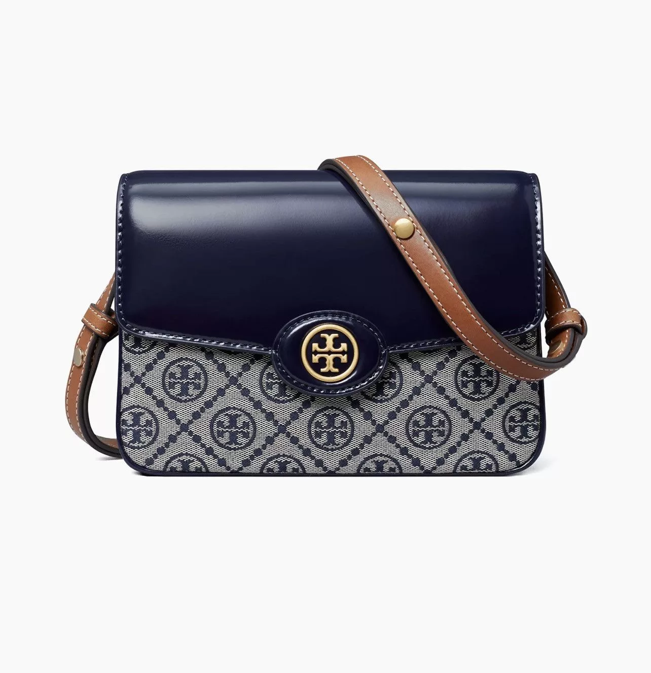 Tory Burch Shoulder Bags Tory Burch Robinson T Monogram Convertible Shoulder Bag Blue