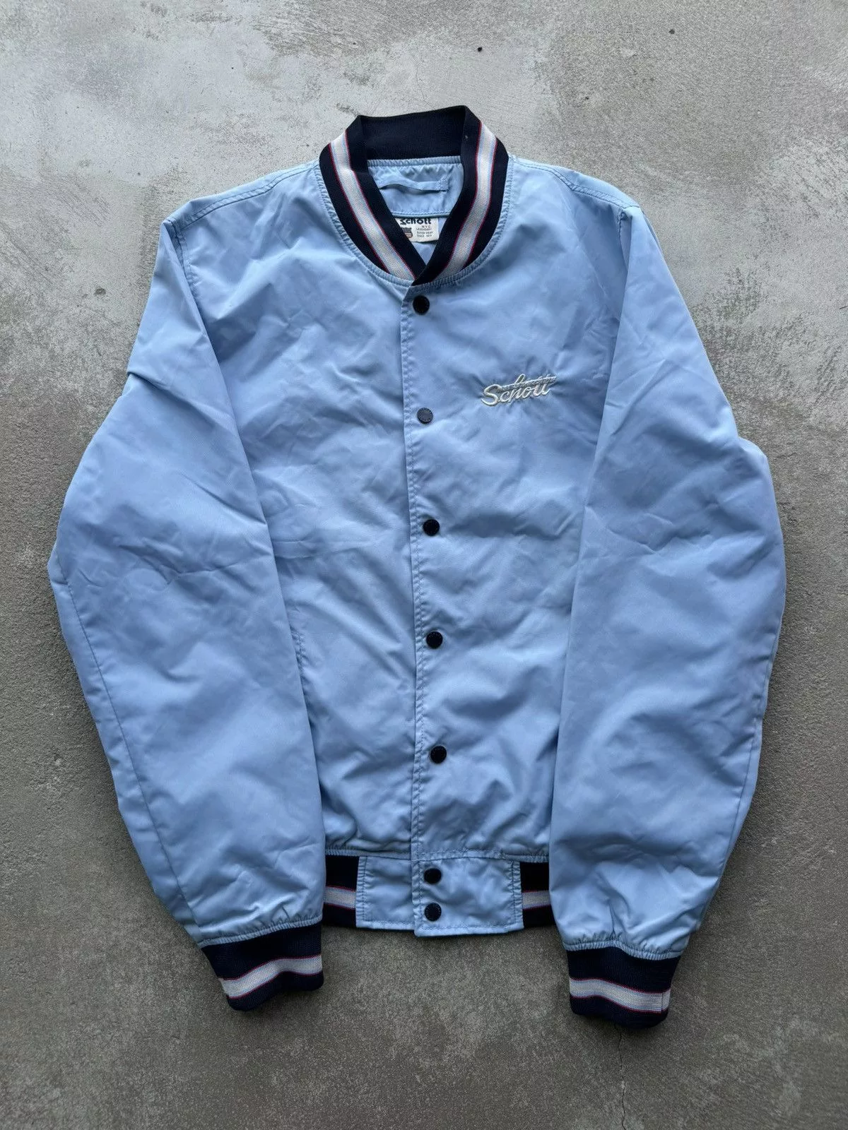 Schott Light Jackets Schott × Vintage Schott NYC Varsity Nylon Bomber Light Jacket Blue Streetwear