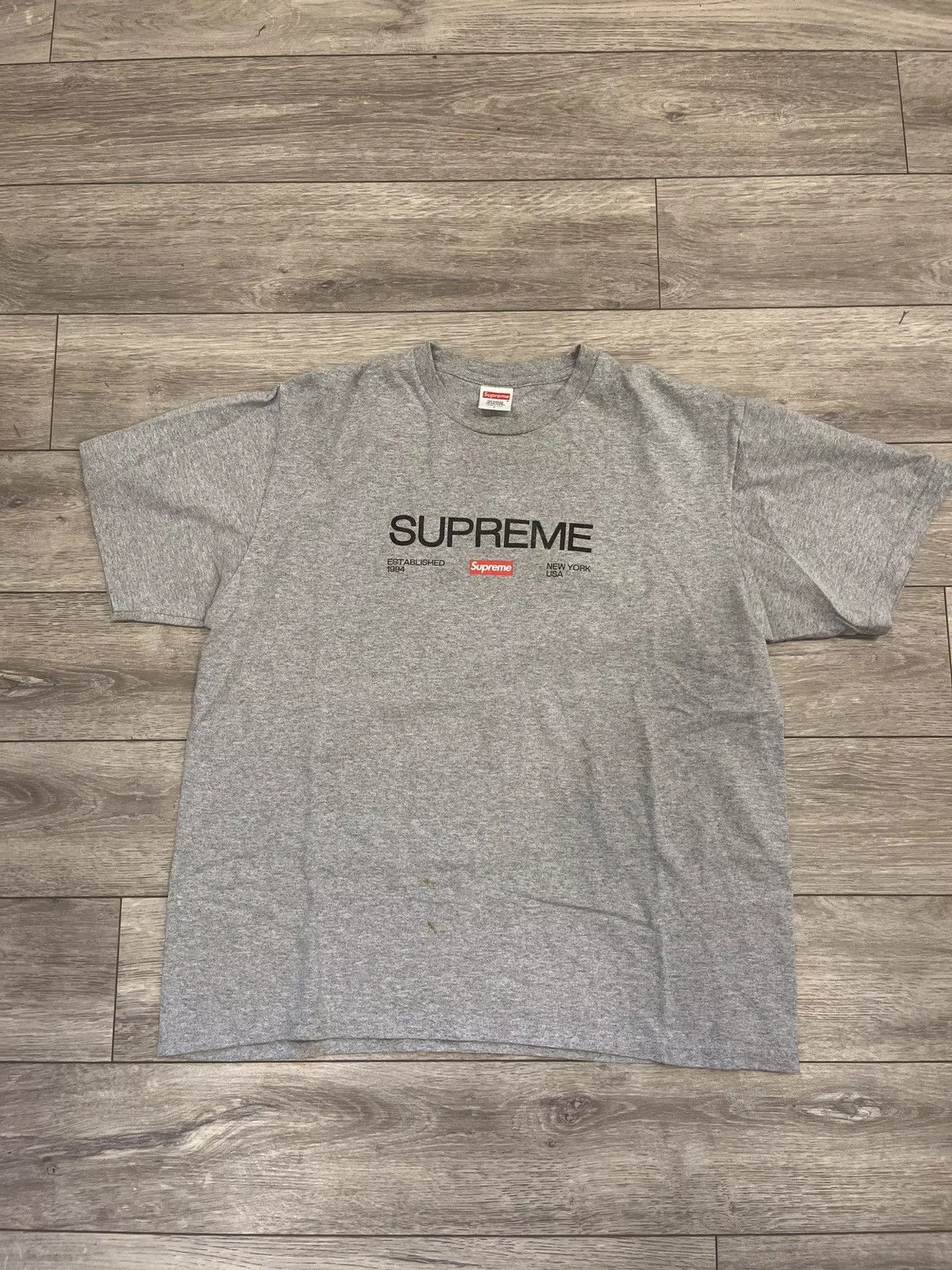 Supreme Short Sleeve T Shirts Supreme Est. 1994 Gray Streetwear