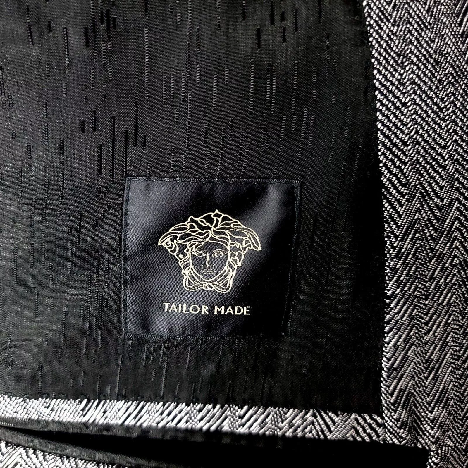 Versace Blazers Versace Hand Made Wool Silk 2 Button Blazer 44R Metallic Sil Silver