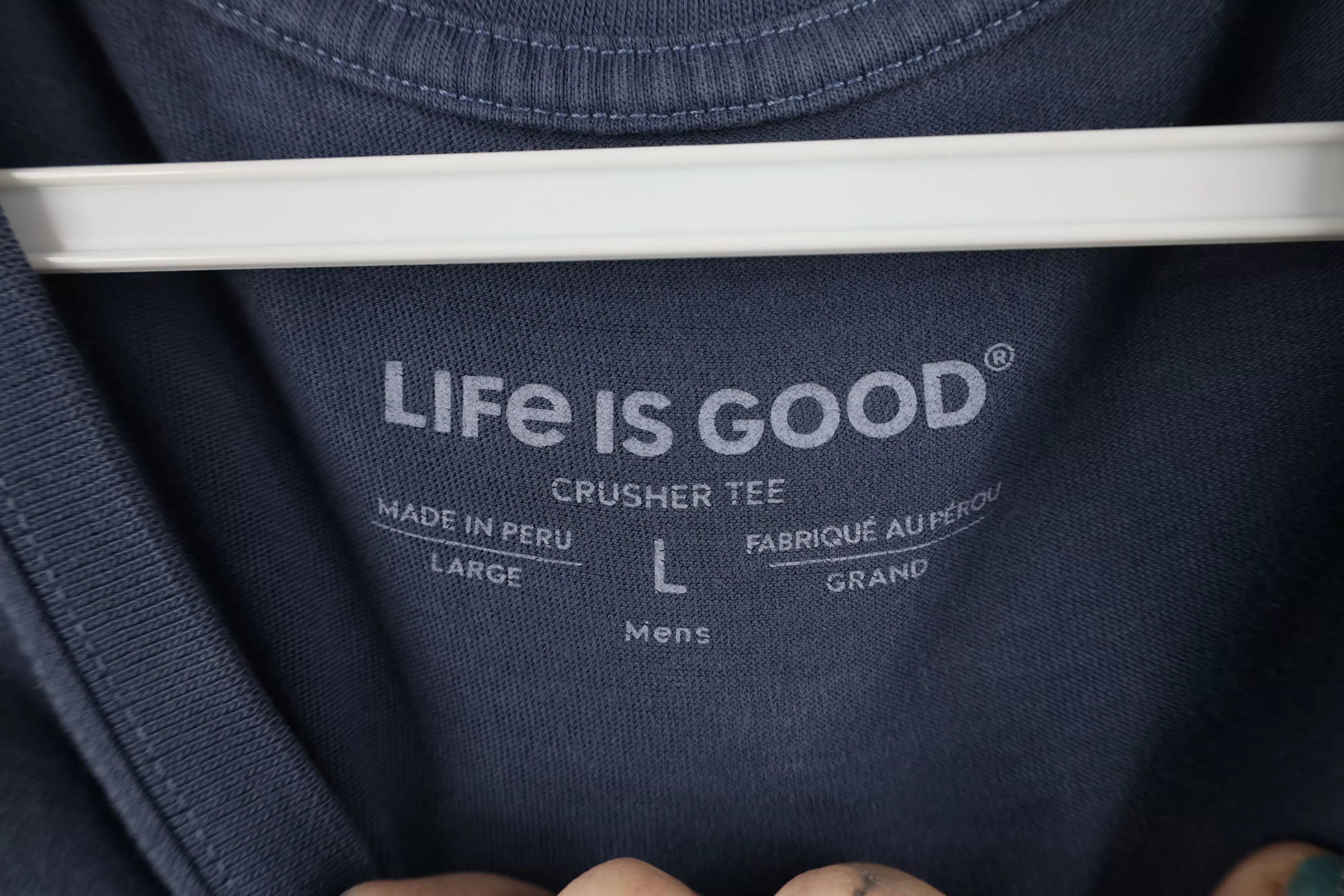 Life is Good Short Sleeve T Shirts Life is Good × Vintage Life Is Good Tee Spell Out Simplify Camping T-Shirt Blue