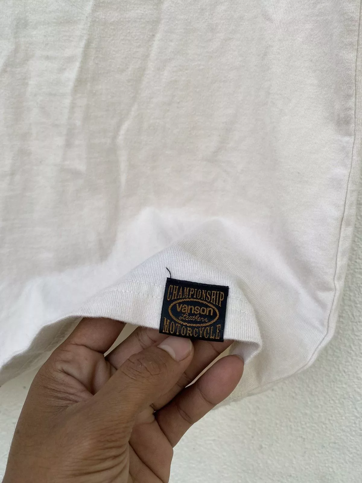 Vanson Leathers Short Sleeve T Shirts Vanson Leathers Vanson Leather Patch & Embroidery Big Logo Very Versatile White Vintage