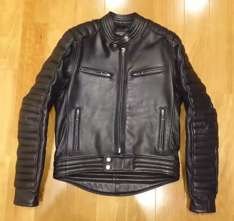 Kadoya Leather Jackets kadoya Straight-pull collar leather coat, Black