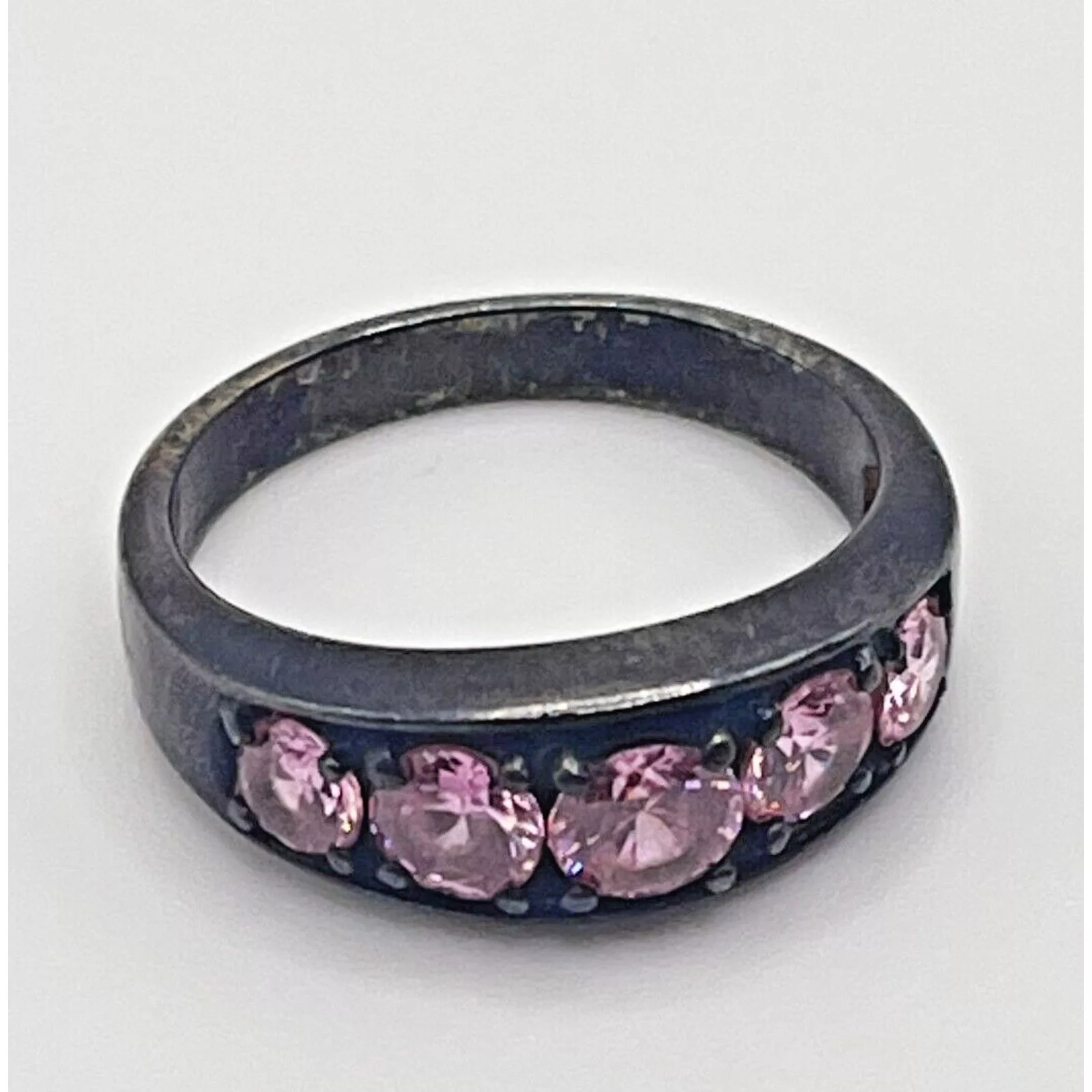 Other Rings Other Pink Sapphire & CZ Accent Sterling Silver Band Ring Size 7.5