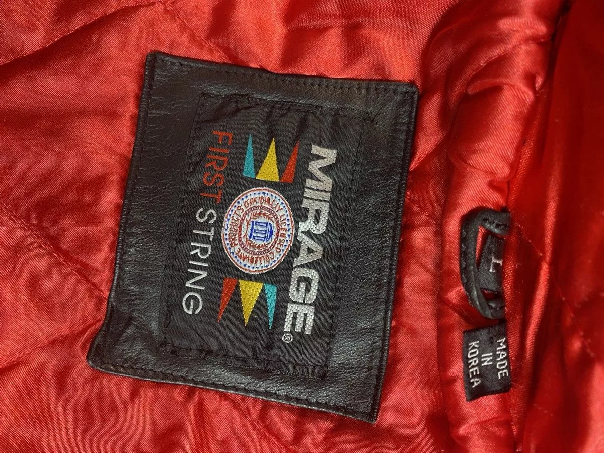 Mirage Leather Jackets Mirage × Vintage VTG 90s Vintage Mirage First String Leather UNLV Bomber Black