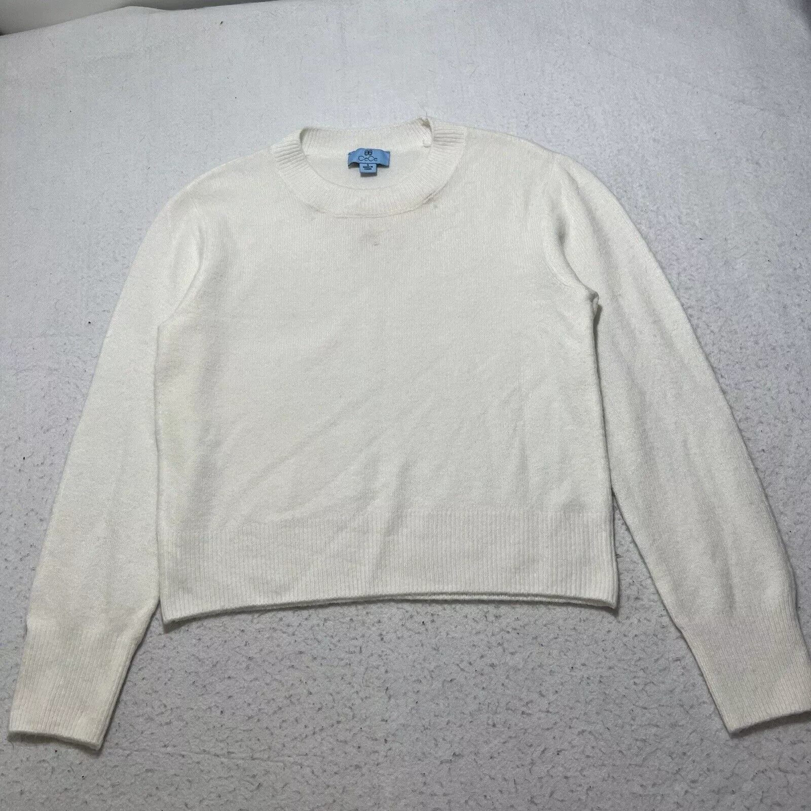 Nordstrom Sweatshirts Nordstrom CeCe Small Crewneck Pullover Lightweight Knit White Sweater