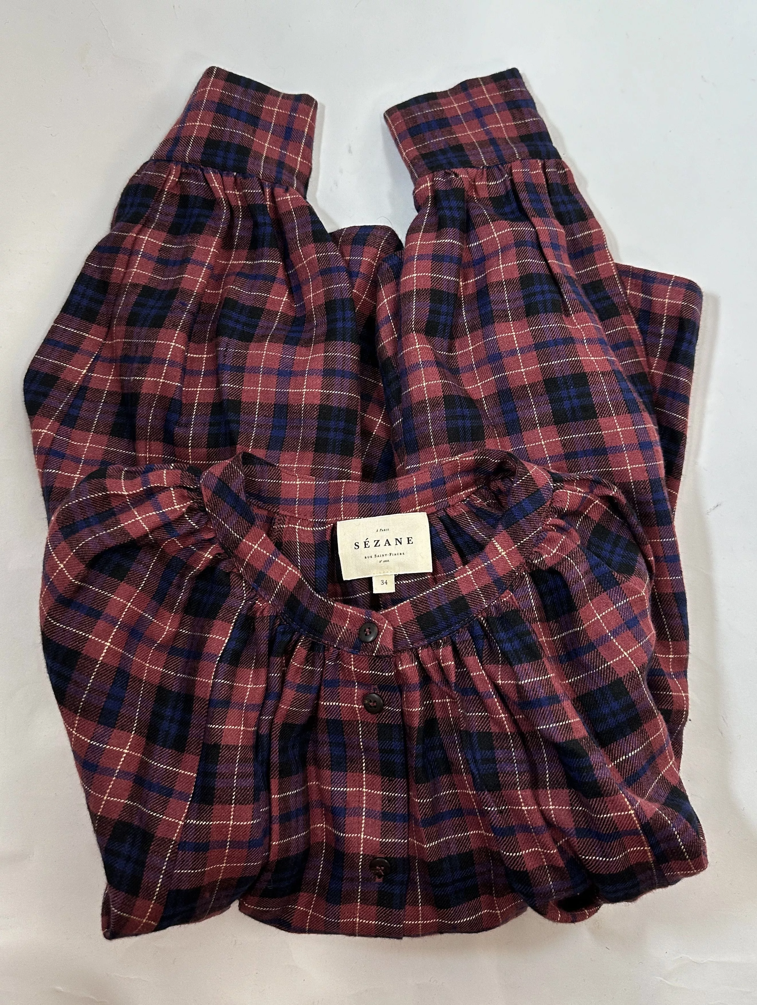 Sezane Blouses Sezane Lealys Shirt In Check Plaid Multi