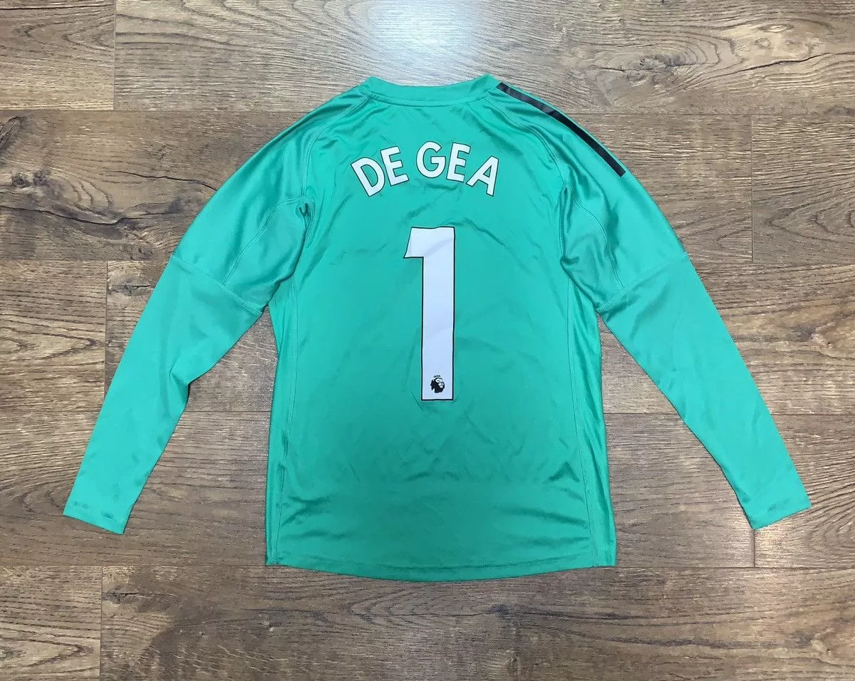 Adidas Long Sleeve T Shirts Adidas Manchester United Men's Long Sleeve Season 18/19 #1 De Gea Green