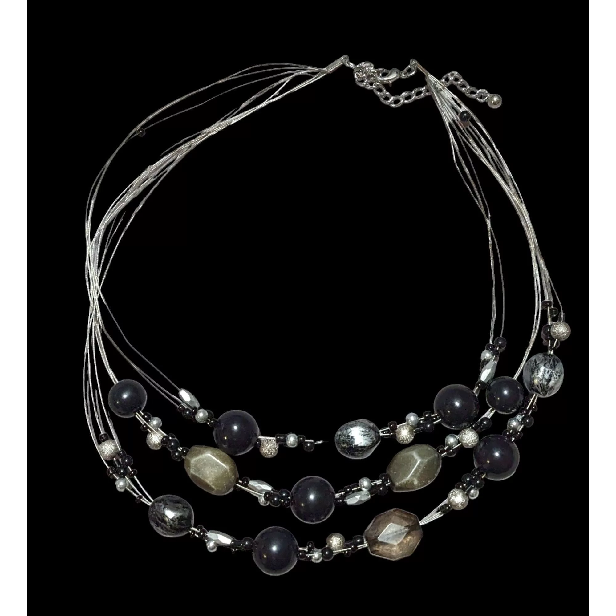 Other Necklaces Other Gothic Beaded Floating Necklace Black
