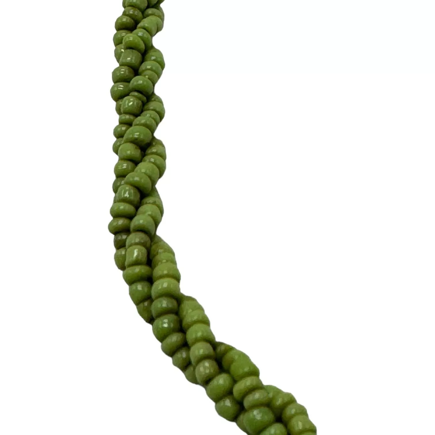 Handmade Necklaces Handmade Beaded Green Twist Necklace with Button Closure