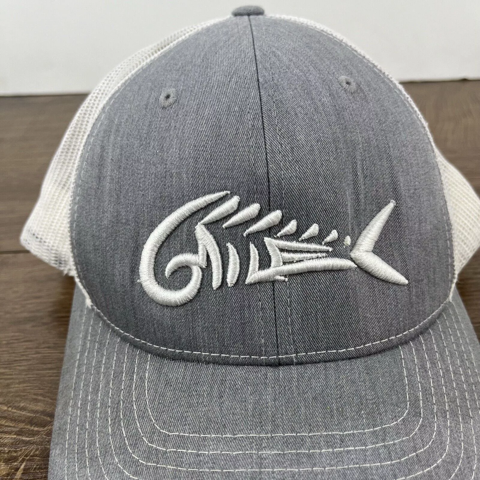 Other Hats Other Fish Skeleton Hat Fish Skull Snapback Hat Gray Adjustable Ha