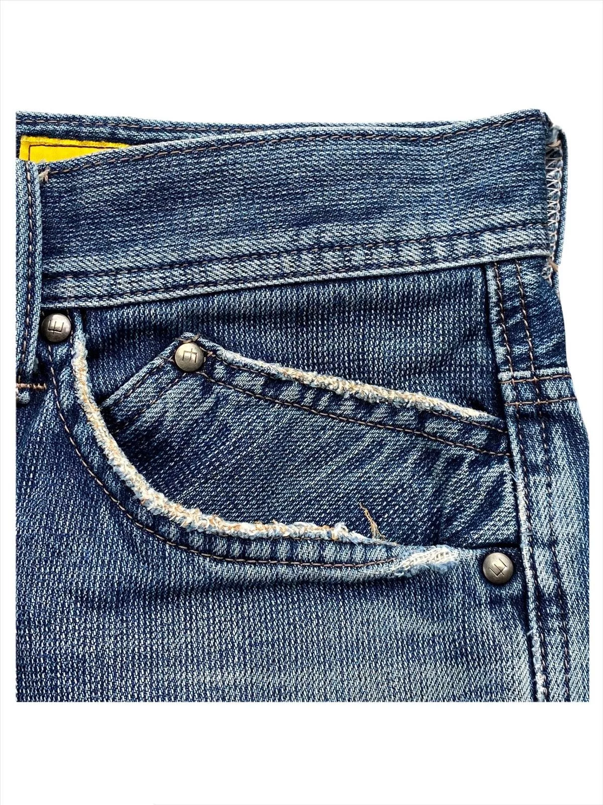 Edwin Denim Vtg Edwin E-function Curved Leg Distressed Denim MadeInJapan Blue Vintage