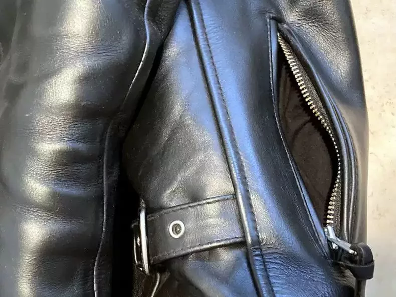 Kadoya Leather Jackets kadoya Straight-pull collar leather coat Black