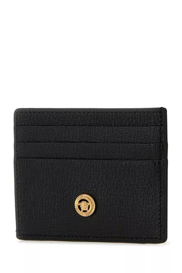 Versace Wallets Versace Black Leather Medusa Biggie Card Holder Multi