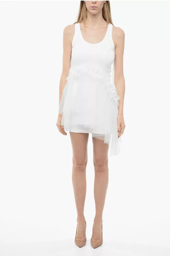 MSGM Mini Dresses MSGM og1mm0724 Double Layered Tank Dress in White