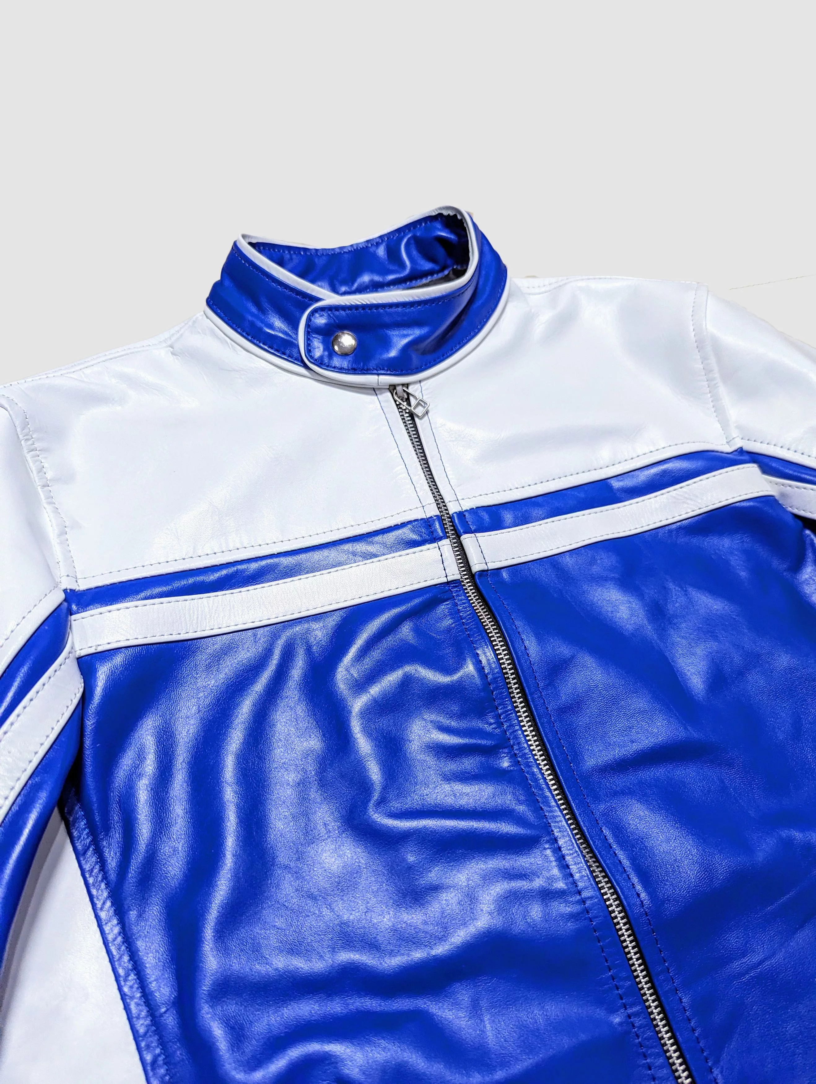 Genuine Leather Leather Jackets Genuine Leather Men's Fashion Leather Jacket Streetwear Blue Vintage
