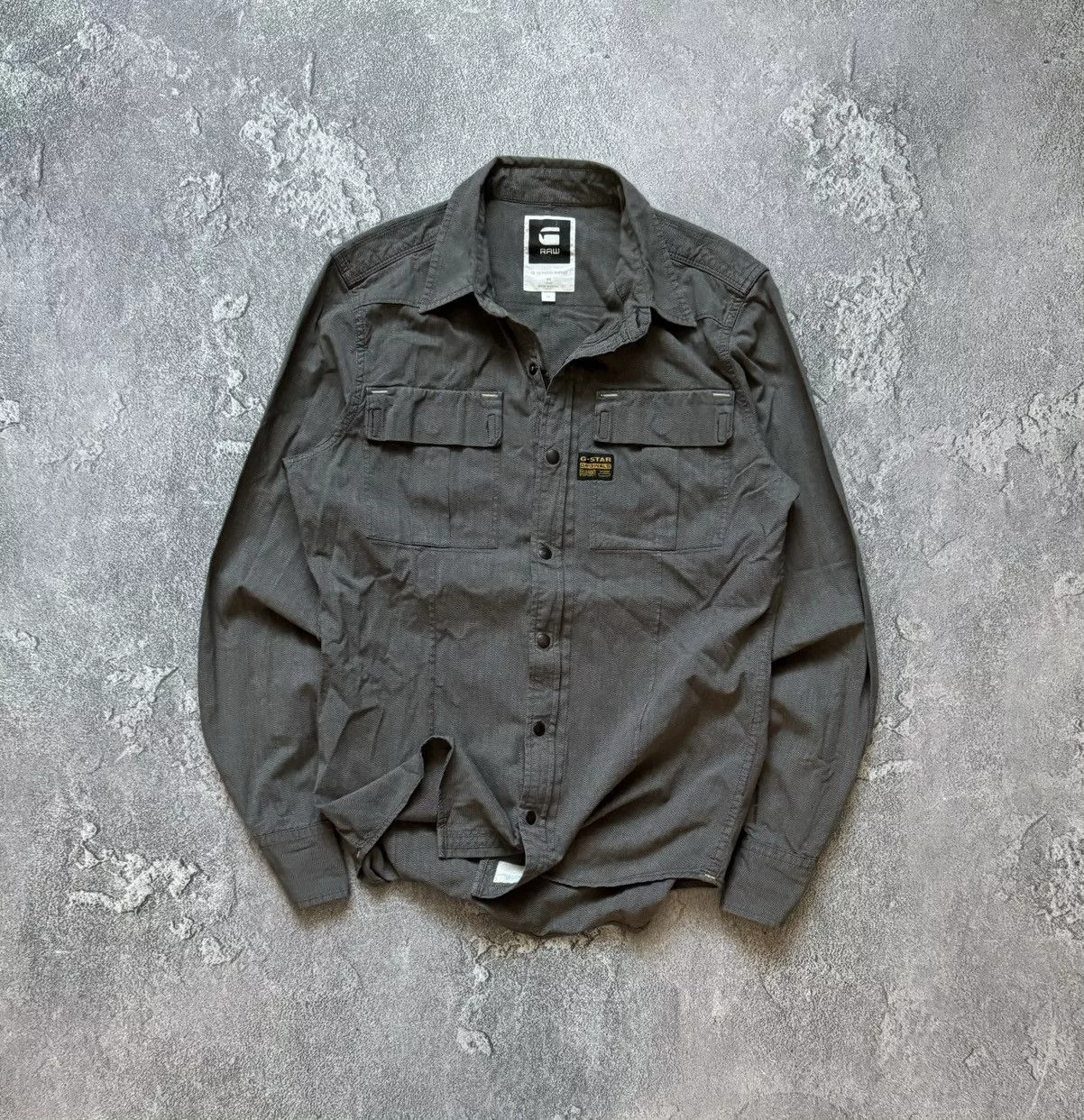 G-Star Shirts Button Ups G-Star × Vintage G star raw M button up zip shirt railroad overshirt polo Gray Streetwear