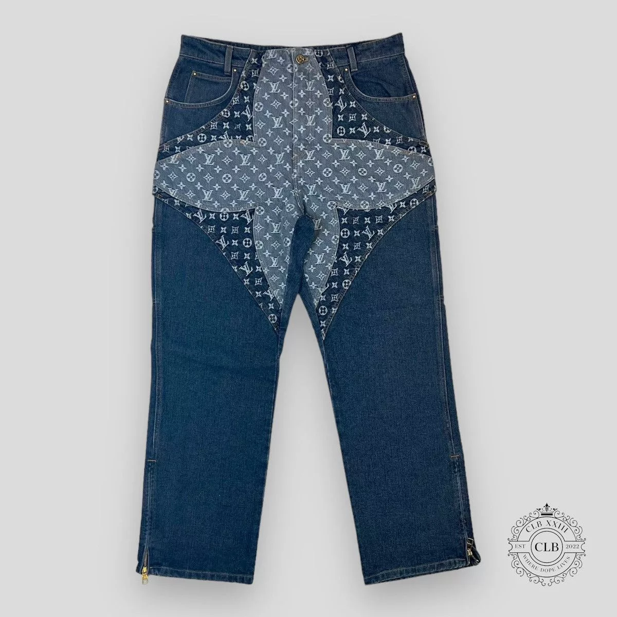 Louis Vuitton Denim LOUIS VUITTON MONOGRAM FLOWER DENIM PANTS Blue