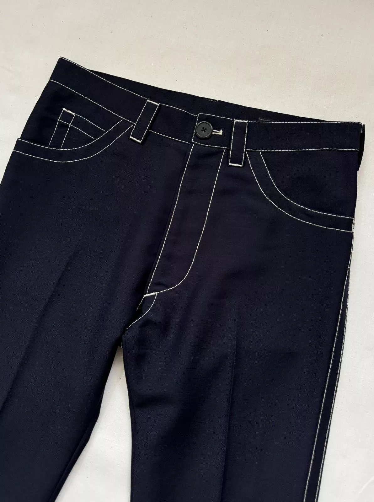 Prada Casual Pants Prada SS15 Contrast Stitch Trousers Blue
