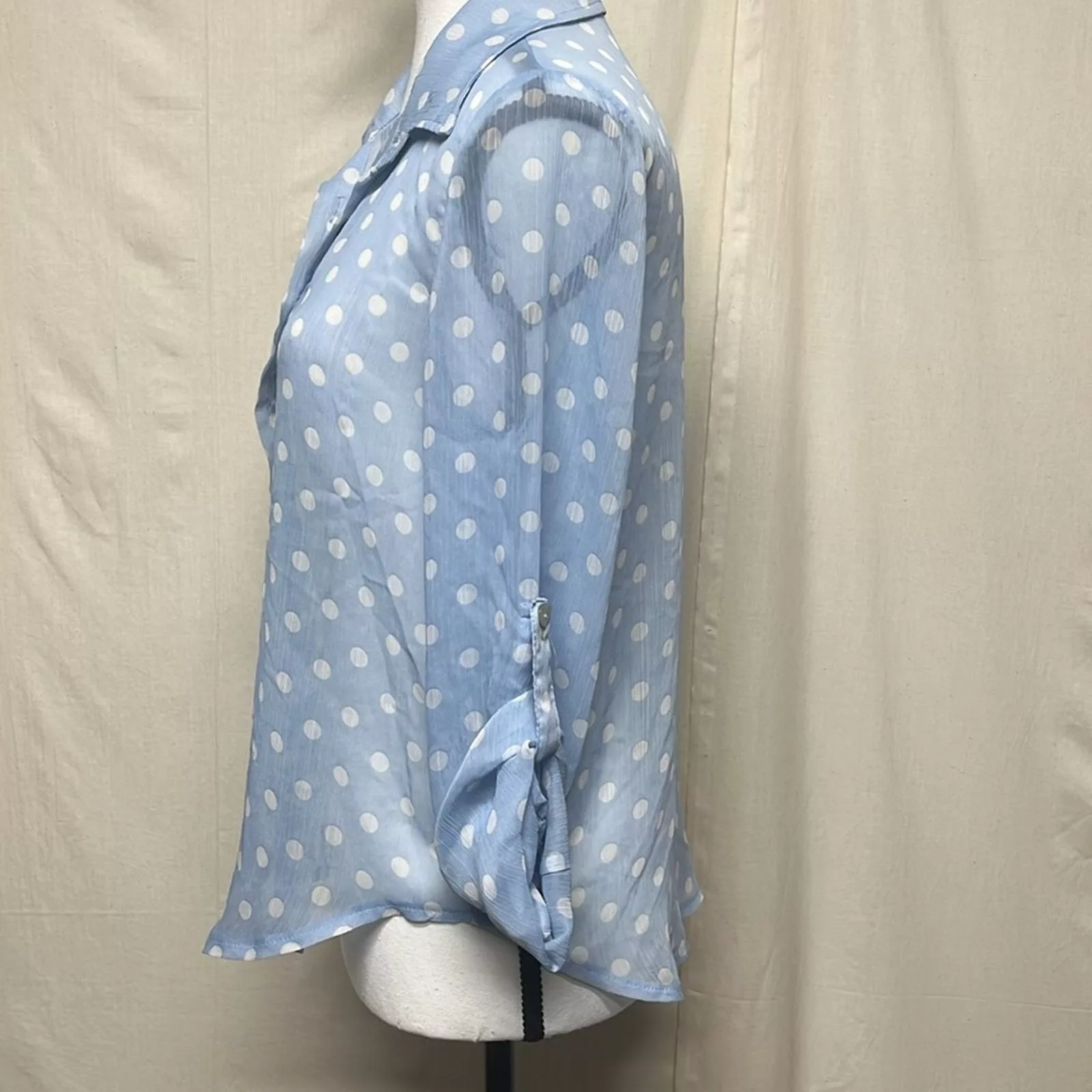 Other Blouses Other Polk a Dot Sheet Blouse Blue