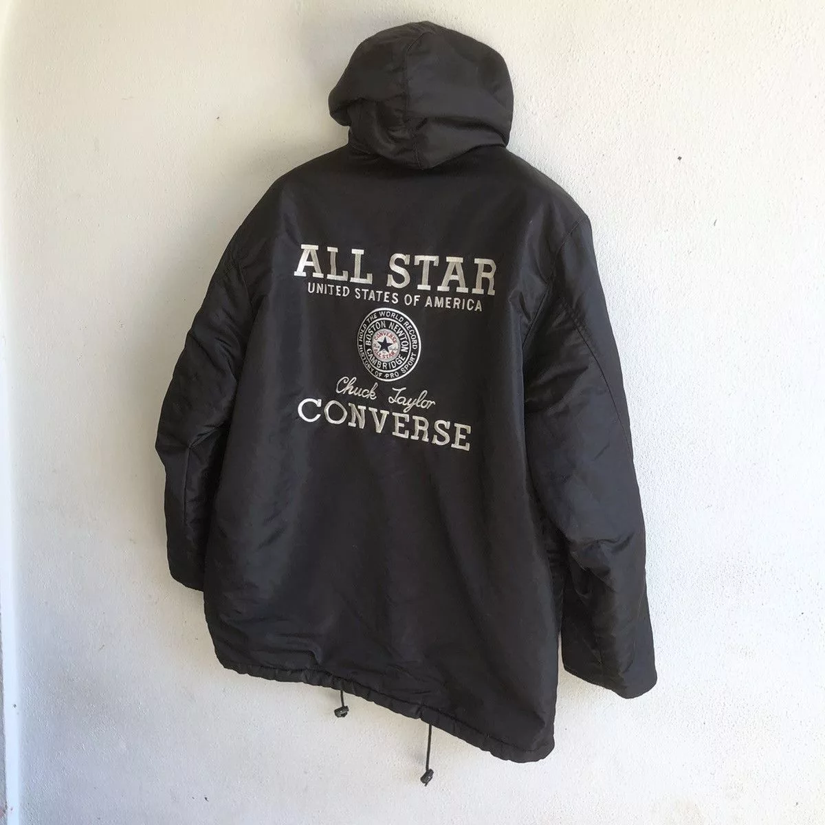 Converse Raincoats CONVERSE spellout embroidered logo raincoat Black