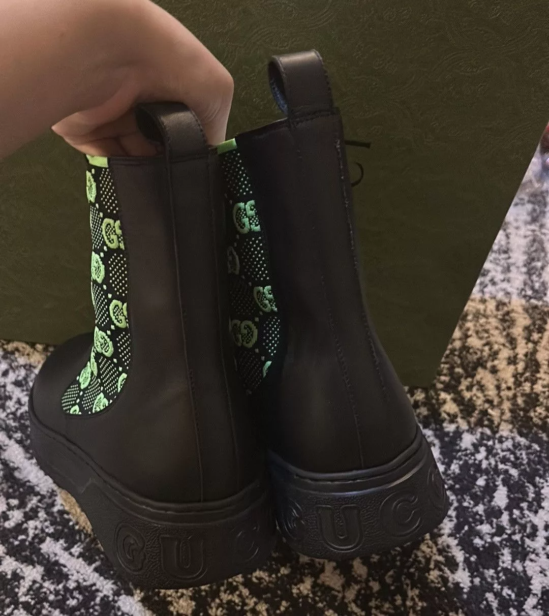 Gucci Boots Gucci Men Boot with GG Jersey size 11 Multi