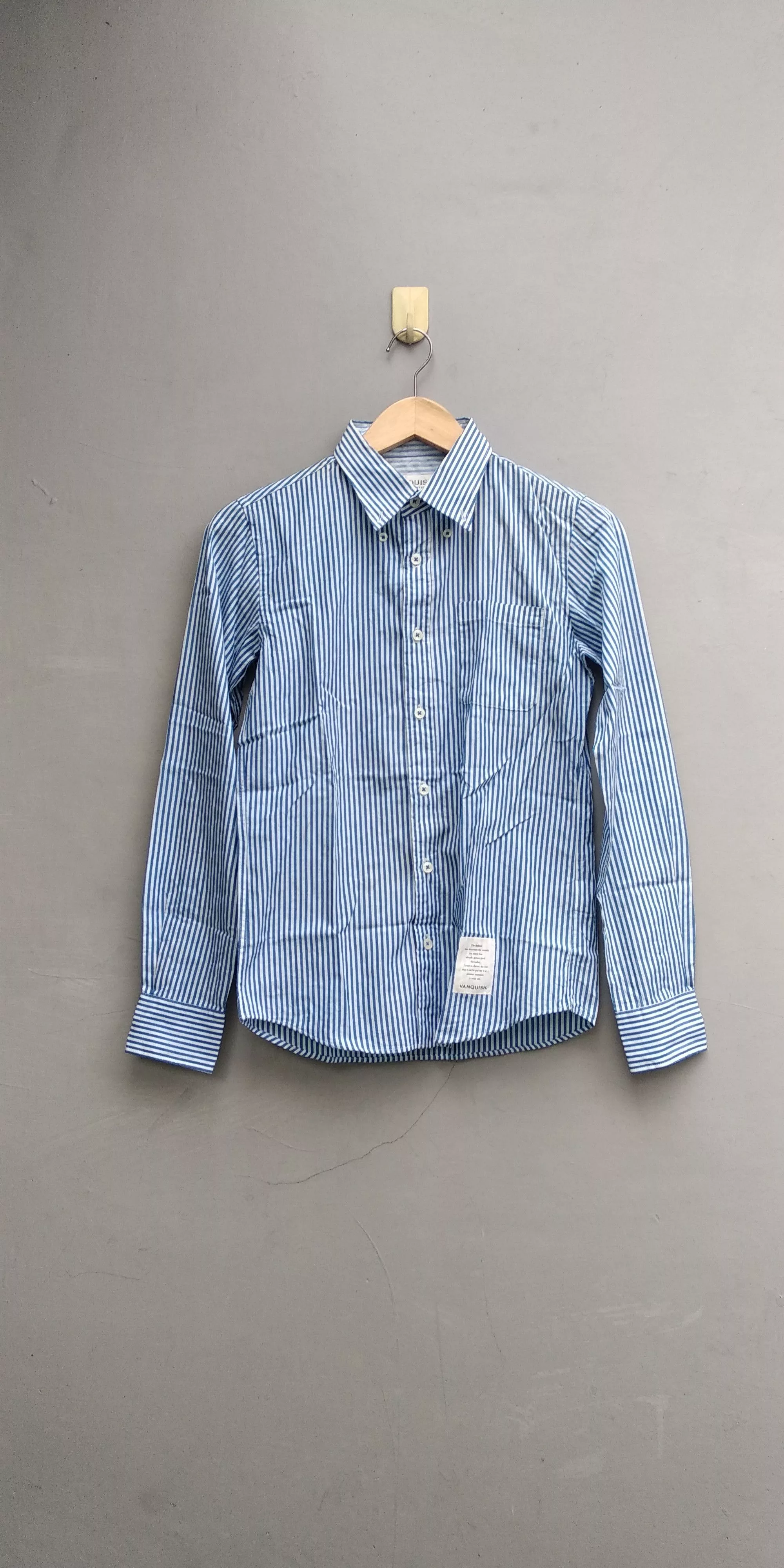 Japanese Brand Button Ups Japanese Brand × Vanquish Vanquish blu stripe button up shirt Blue
