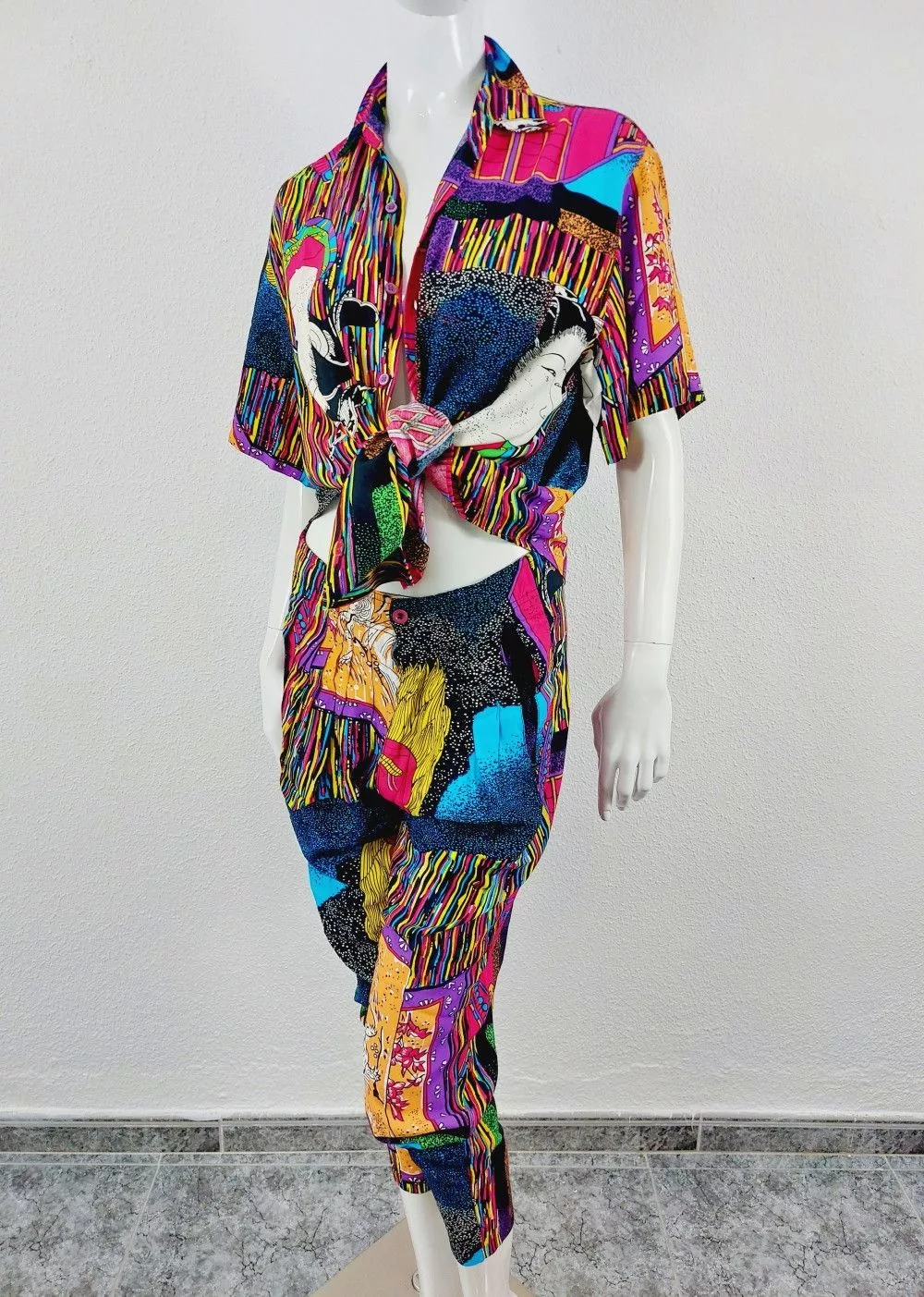 Marithe + Francois Girbaud Maxi Dresses Marithe + Francois Girbaud Dragon Tiger Boho Shirt Pants Set Multi