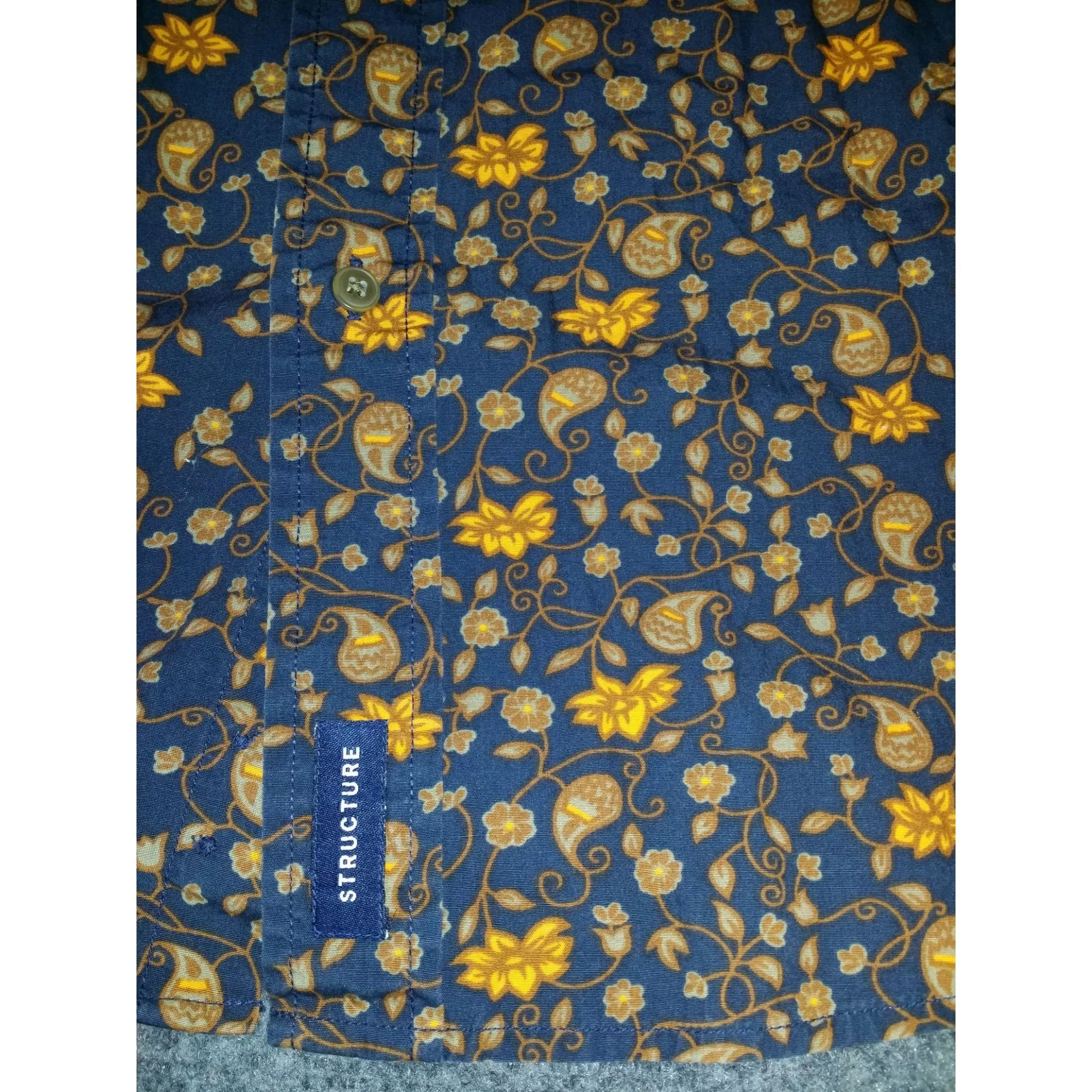 Structure Shirts Button Ups Structure Paisley Button Up Shirt Men Sz L Blue Yellow 70s W