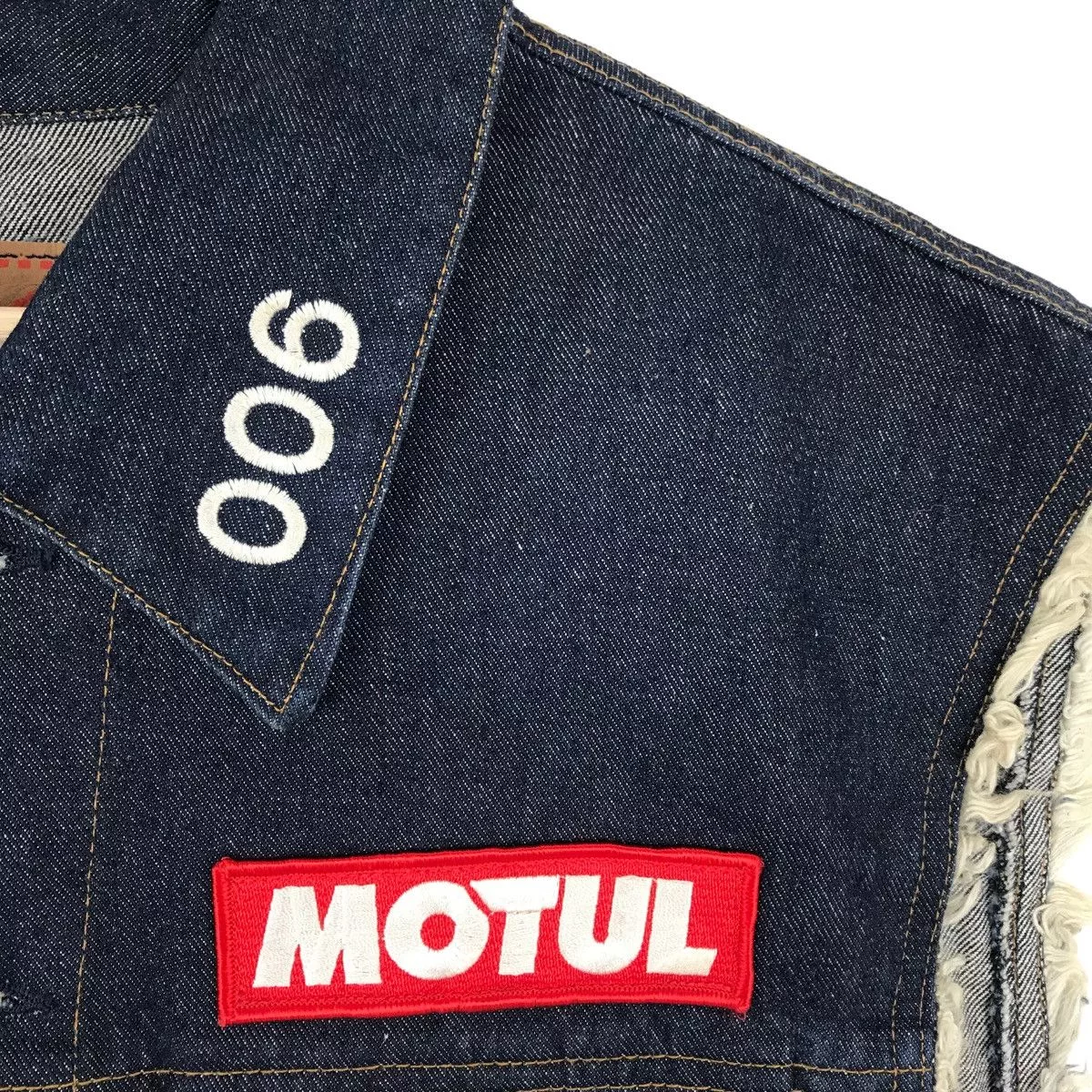 Vintage Vests Vintage KADOYA Denim Vest Sleeveless Racing Spirit And Blue