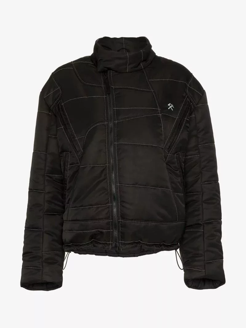 GmbH Down Jackets GmbH x Browns Harris High Neck Embroidered Puffer Jacket Black